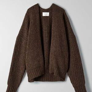 Aritzia Wilfred Jillian Brown Alpaca Wool Cardigan Size Large